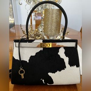 Lee Radziwill Petite Bag in Cow Print with Pony Hair Detailing & Gold Hardware
